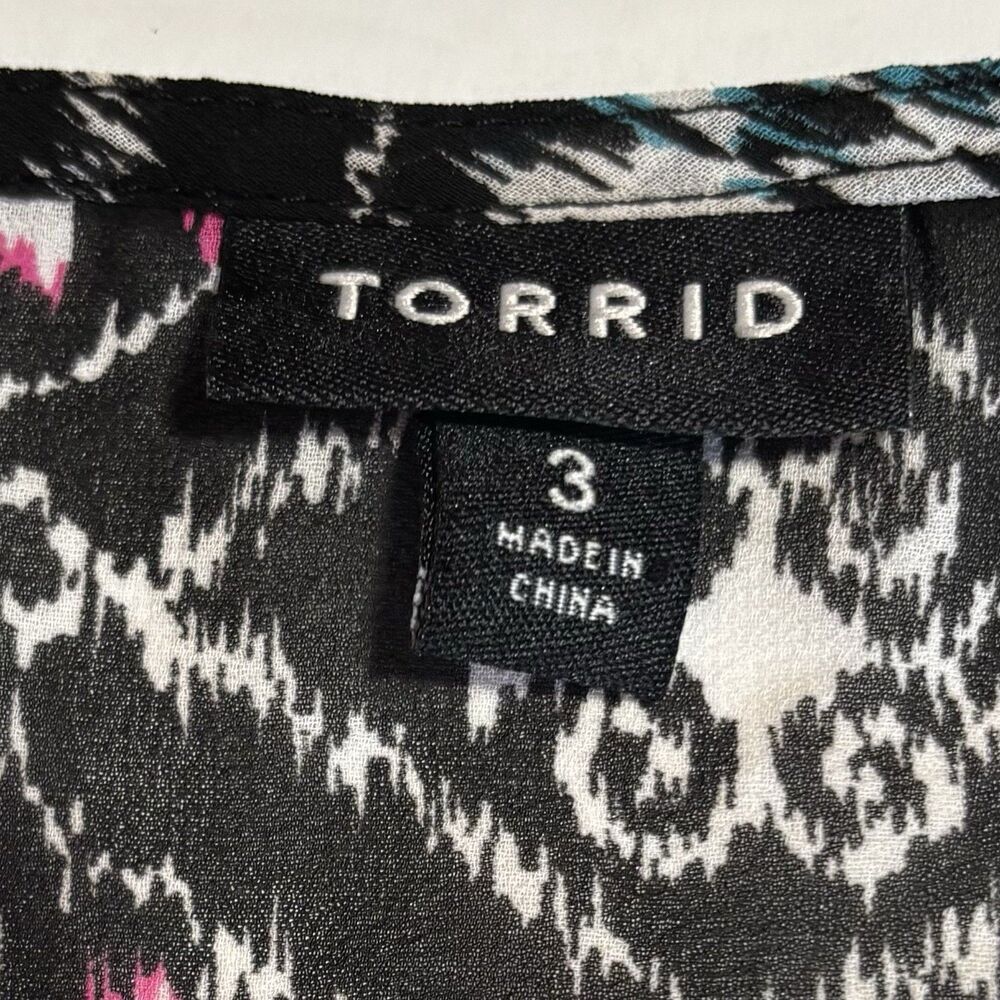 Torrid Ikat Chiffon Multicolored Geometric Print Sheer Dress Women's Size 3 3X - Picture 6 of 9